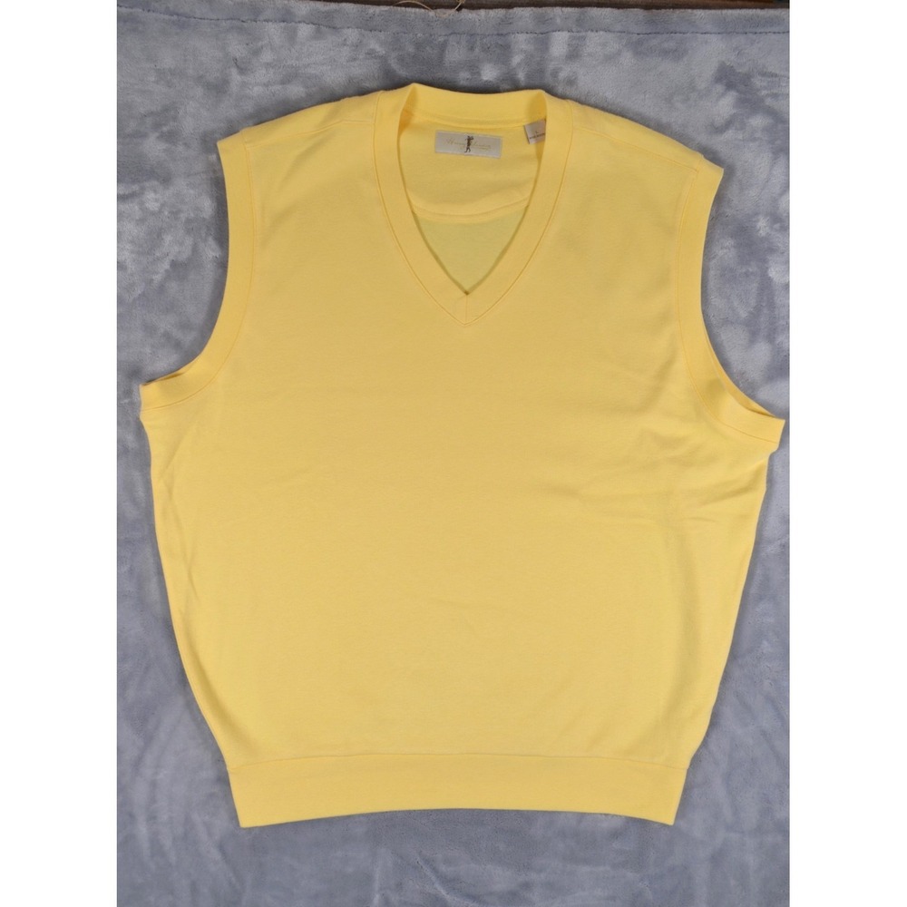 Harry Vardon Yellow Golf Vest Cotton Men's L‎  V-neck Made in Korea